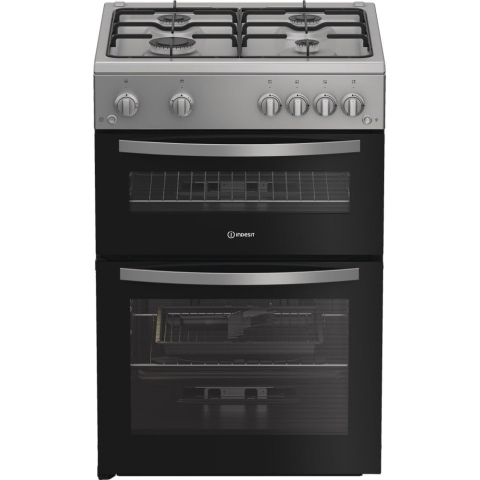 Indesit IDG6GS - 60cm Gas Double Cooker - Silver